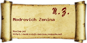 Modrovich Zenina névjegykártya